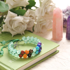 Green Aventurine - Seven Chakra Stone Beaded Bracelet