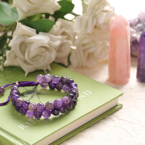 Amethyst Beaded Bracelet for Calm and Spiritual Growth