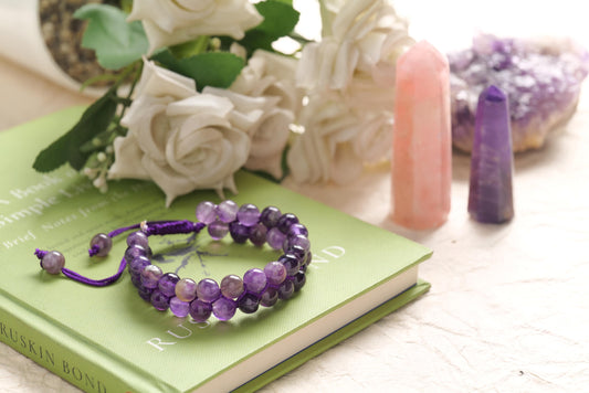 Amethyst Beaded Bracelet for Calm and Spiritual Growth