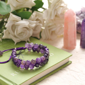 Amethyst Beaded Bracelet for Calm and Spiritual Growth