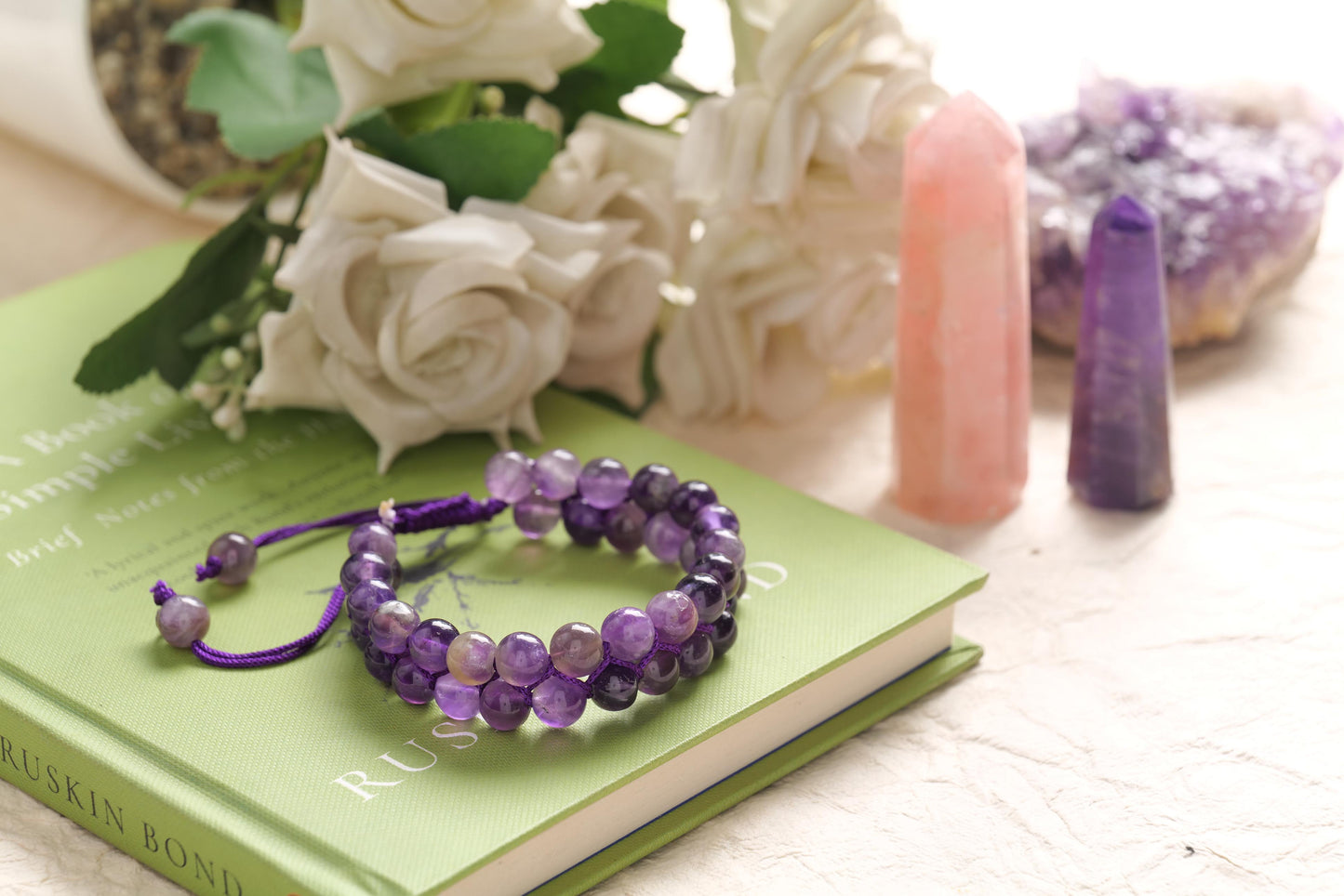 Amethyst Beaded Bracelet for Calm and Spiritual Growth