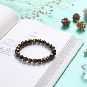 Certified Natural Tiger Eye Beaded Bracelet