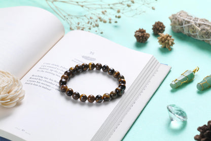 Certified Natural Tiger Eye Beaded Bracelet