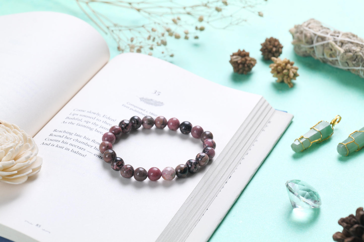 Rhodonite Beaded Bracelet for Emotional Healing and Balance