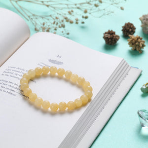 Natural Yellow Jade Beaded Bracelet, Handmade Healing Gemstone Jewelry
