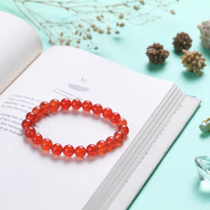 Red Carnelian Beaded Bracelet -