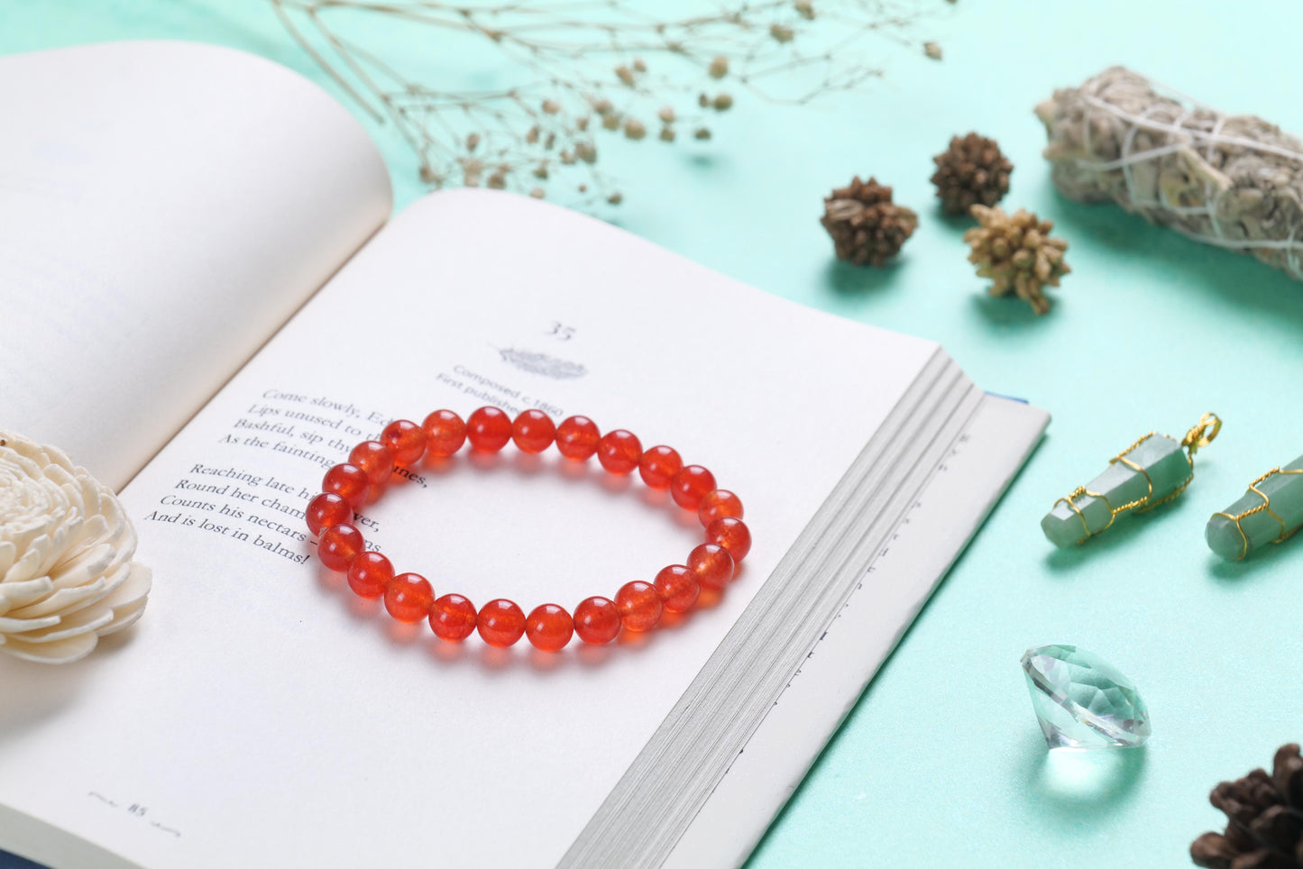 Certified Red Carnelian Beaded Bracelet