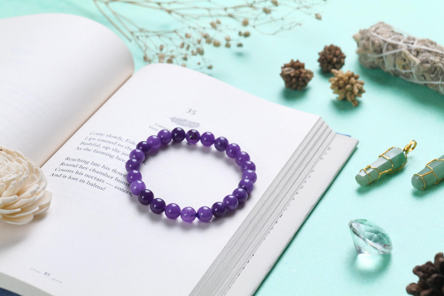 Amethyst Beaded Bracelet for Calm and Spiritual Growth