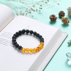 Lava Stone and Amber Beaded Bracelet