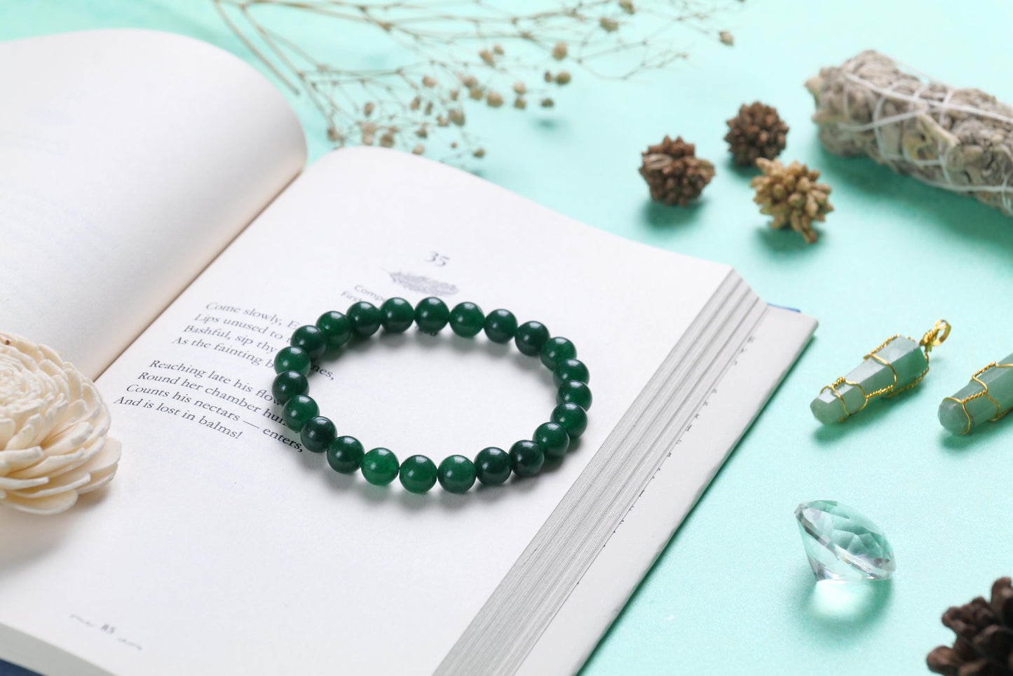 Green Aventurine Beaded Bracelet for Prosperity and Luck