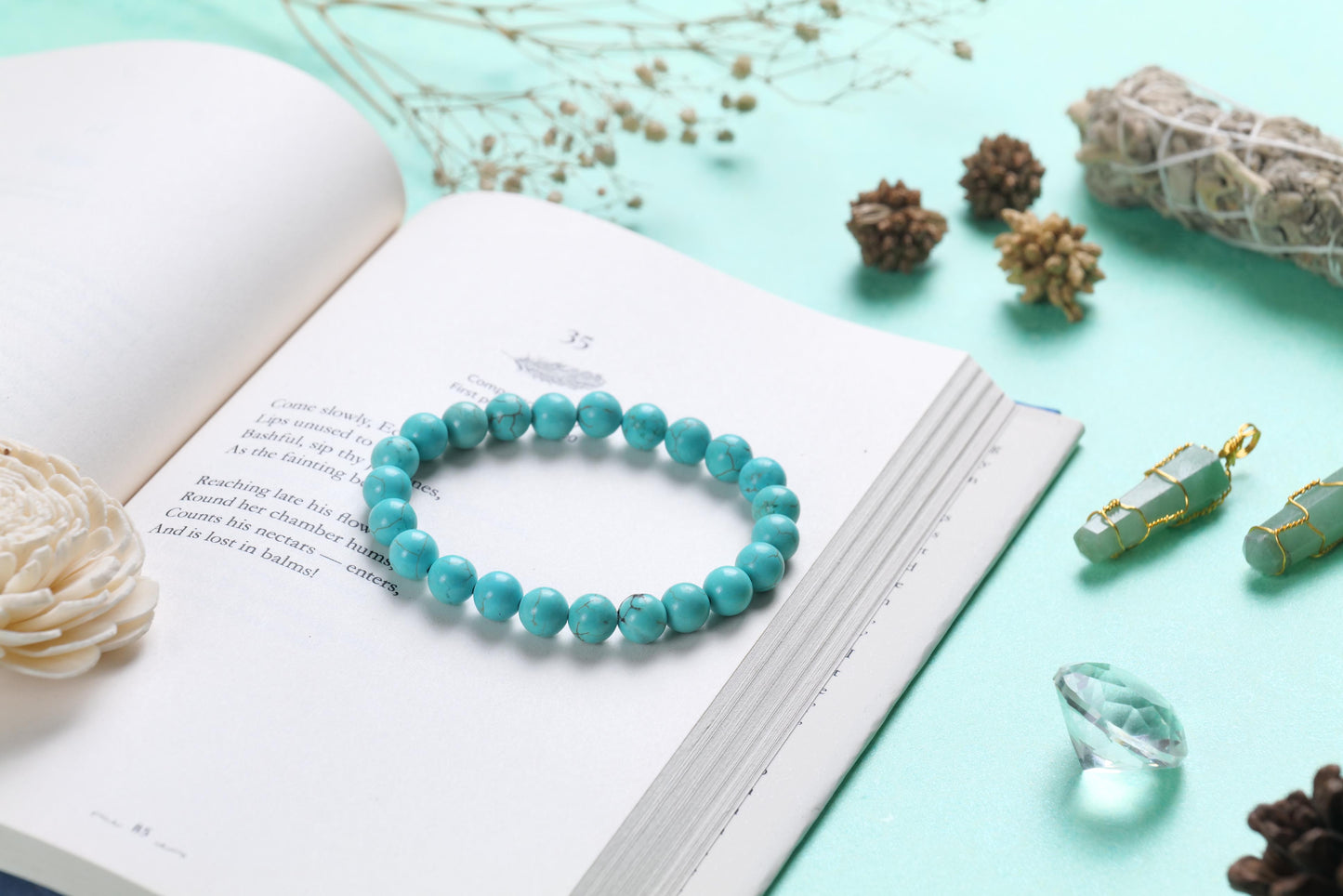 Turquoise Beaded Bracelet Protection and Communication Stone