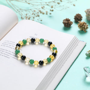 Citrine, Green Aventurine, and Black Onyx Beaded Bracelet for Abundance