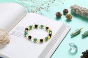 Citrine, Green Aventurine, and Black Onyx Beaded Bracelet for Abundance