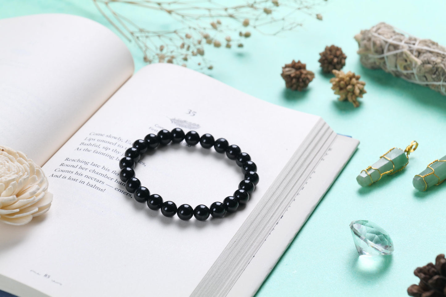 Certified Black Onyx Beaded Bracelet