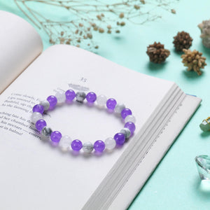 Amethyst and Howlite Beaded Bracelet