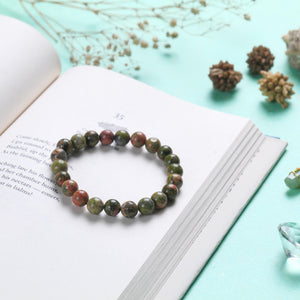 Unakite Jasper Beaded Bracelet Balance and Emotional Healing Stone