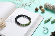 Lava Stone and Green Jasper Beaded Bracelet