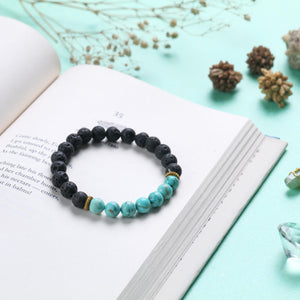 Turquoise and Lava Stone Beaded Bracelet