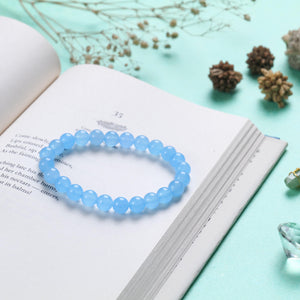 Certified Blue Agate Beaded Bracelet