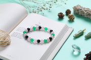 Rose Quartz, Green Aventurine, Black Onyx Beaded Bracelet
