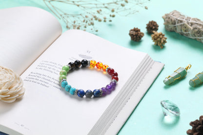 Charged Seven Chakra Gemstone Beaded Bracelet