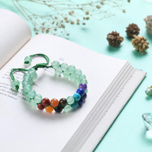 Green Aventurine - Seven Chakra Stone Beaded Bracelet