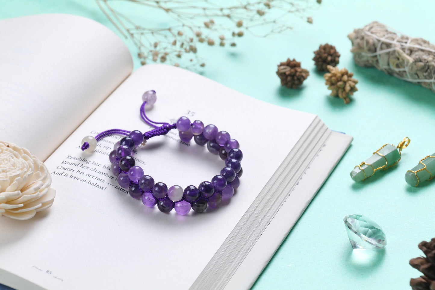 Amethyst Beaded Bracelet for Calm and Spiritual Growth