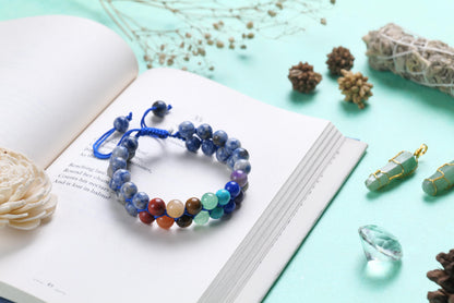 Certified Seven Chakra Healing Beaded Bracelet with Sodalite