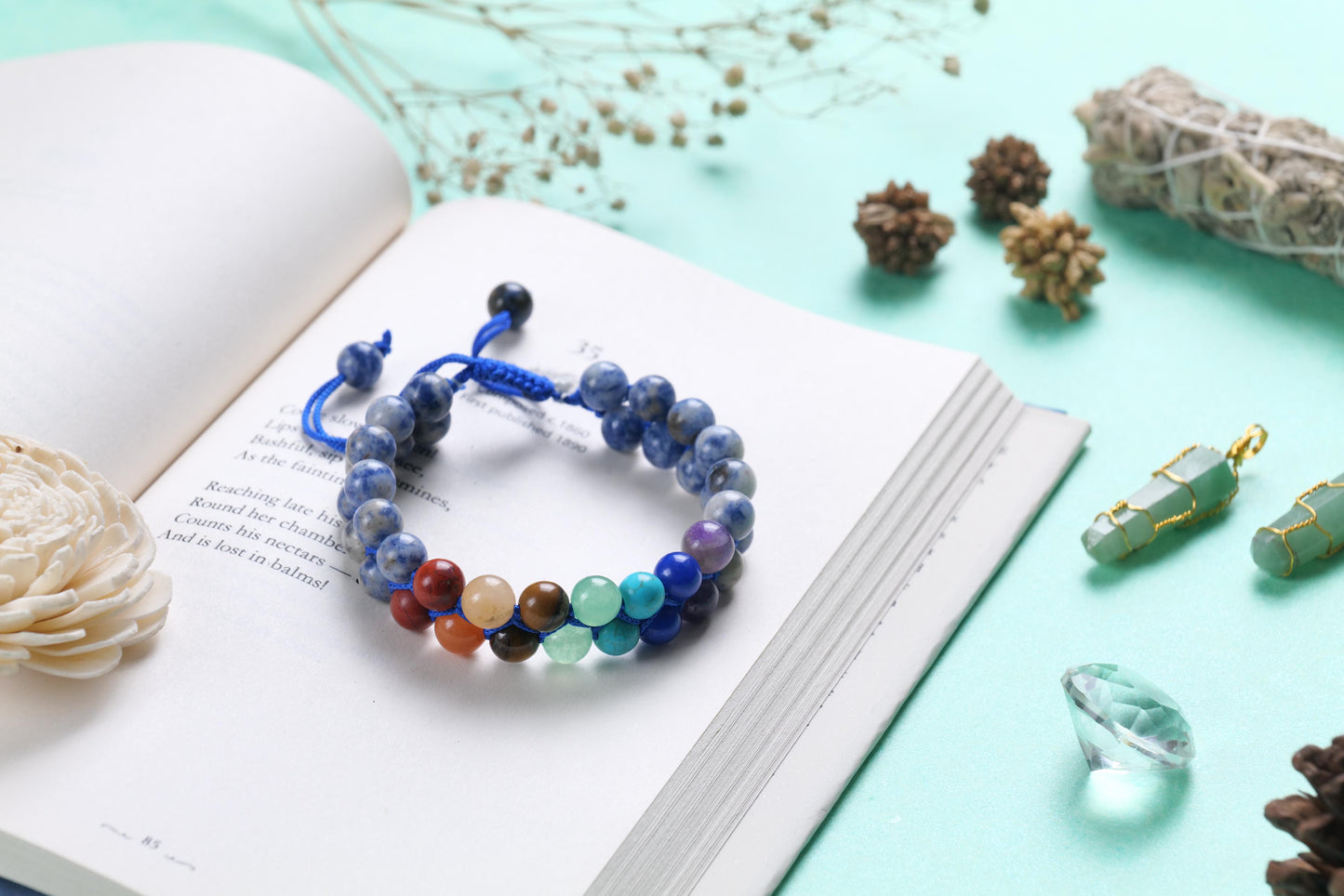 Certified Seven Chakra Healing Beaded Bracelet with Sodalite