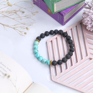 Turquoise and Lava Stone Beaded Bracelet