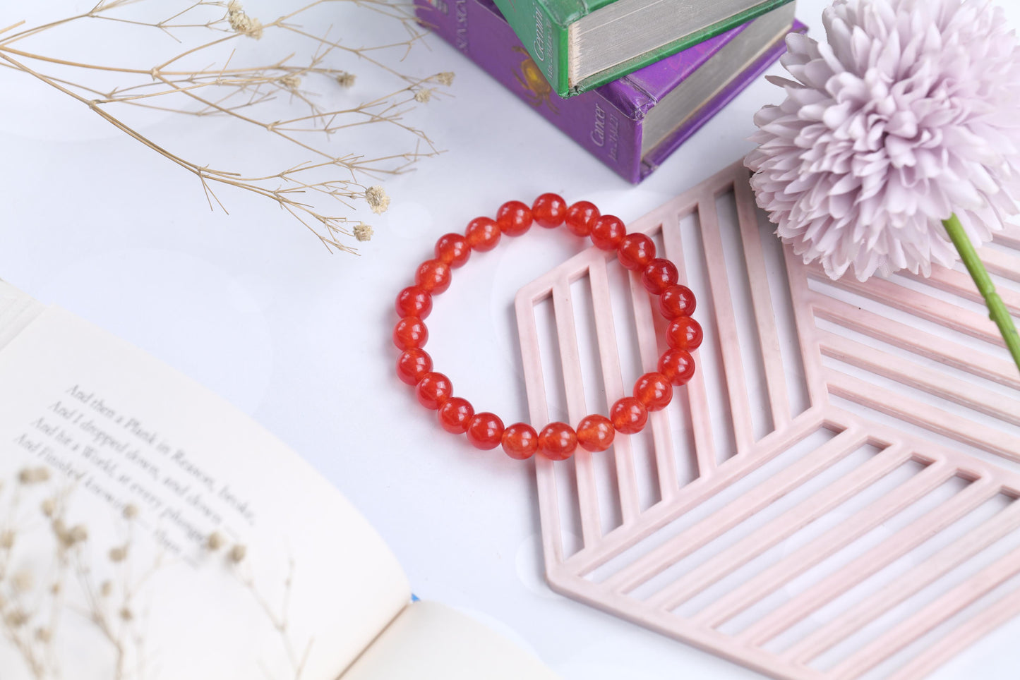 Certified Red Carnelian Beaded Bracelet