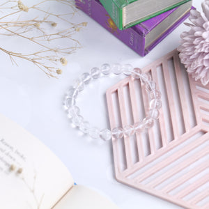 Certified Clear Quartz Beaded Bracelet