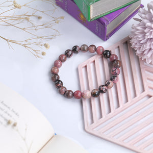 Rhodonite Beaded Bracelet for Emotional Healing and Balance