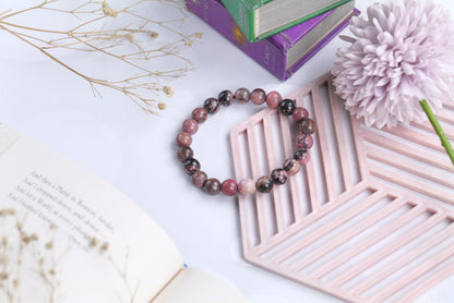 Rhodonite Beaded Bracelet for Emotional Healing and Balance