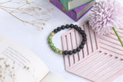 Lava Stone and Green Jasper Beaded Bracelet