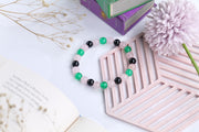 Rose Quartz, Green Aventurine, Black Onyx Beaded Bracelet