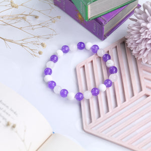 Amethyst and Howlite Beaded Bracelet