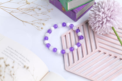 Amethyst and Howlite Beaded Bracelet