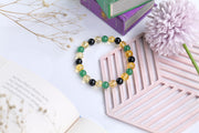Citrine, Green Aventurine, and Black Onyx Beaded Bracelet for Abundance