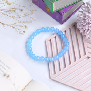 Certified Blue Agate Beaded Bracelet