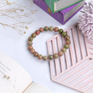Unakite Jasper Beaded Bracelet Balance and Emotional Healing Stone