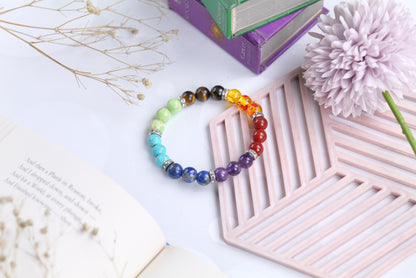 Charged Seven Chakra Gemstone Beaded Bracelet