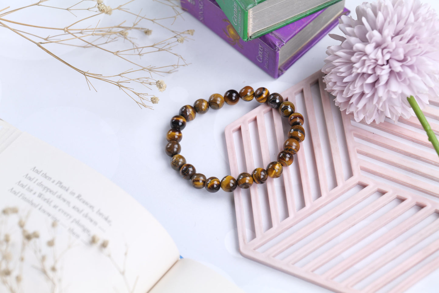 Certified Natural Tiger Eye Beaded Bracelet