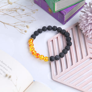 Lava Stone and Amber Beaded Bracelet