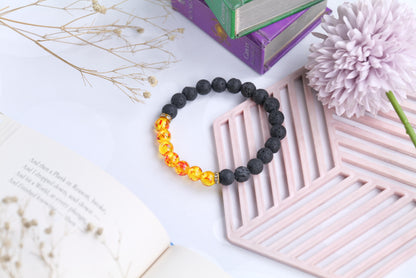 Lava Stone and Amber Beaded Bracelet