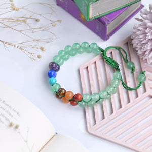 Green Aventurine - Seven Chakra Stone Beaded Bracelet
