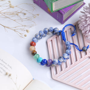 Certified Seven Chakra Healing Beaded Bracelet with Sodalite