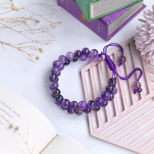 Amethyst Beaded Bracelet for Calm and Spiritual Growth