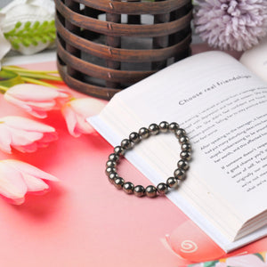 Pyrite Beaded Bracelet for Abundance, Protection, and Vitality