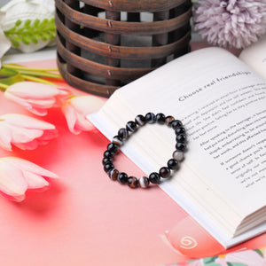 Natural Black Agate Bracelet for Protection and Grounding